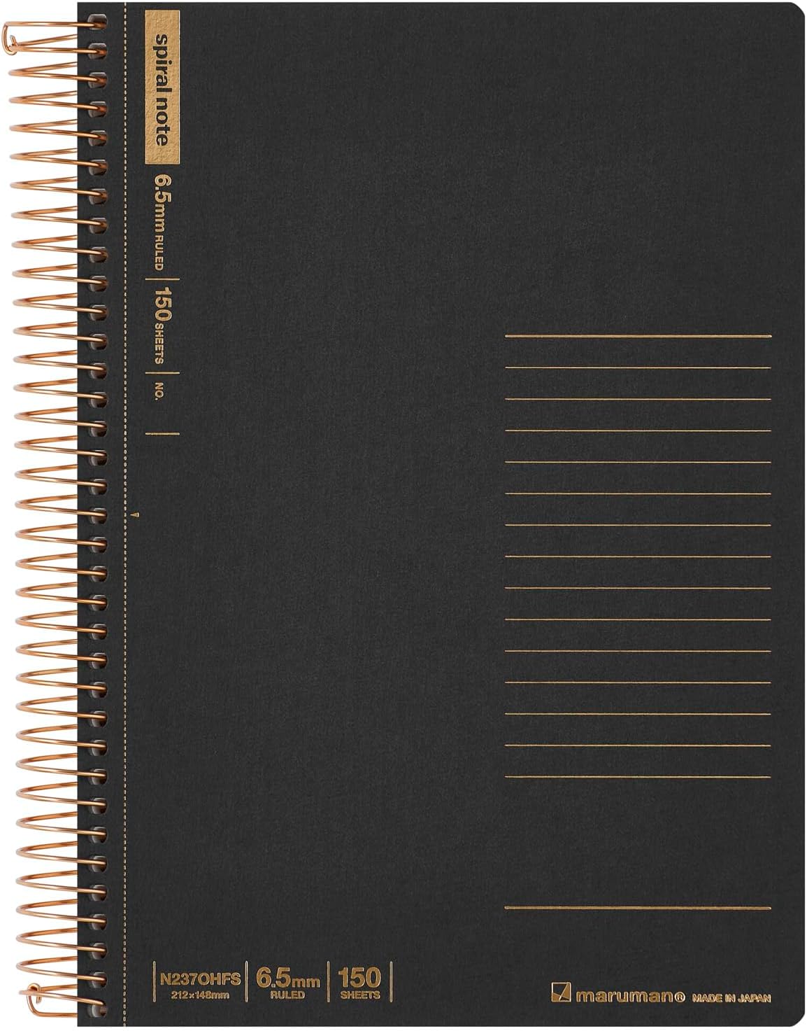 SPIRAL NOTE BASIC NOTEBOOK A5 LINE 6.5MM 150 SHEETS BLACK (N237OHFS-05)