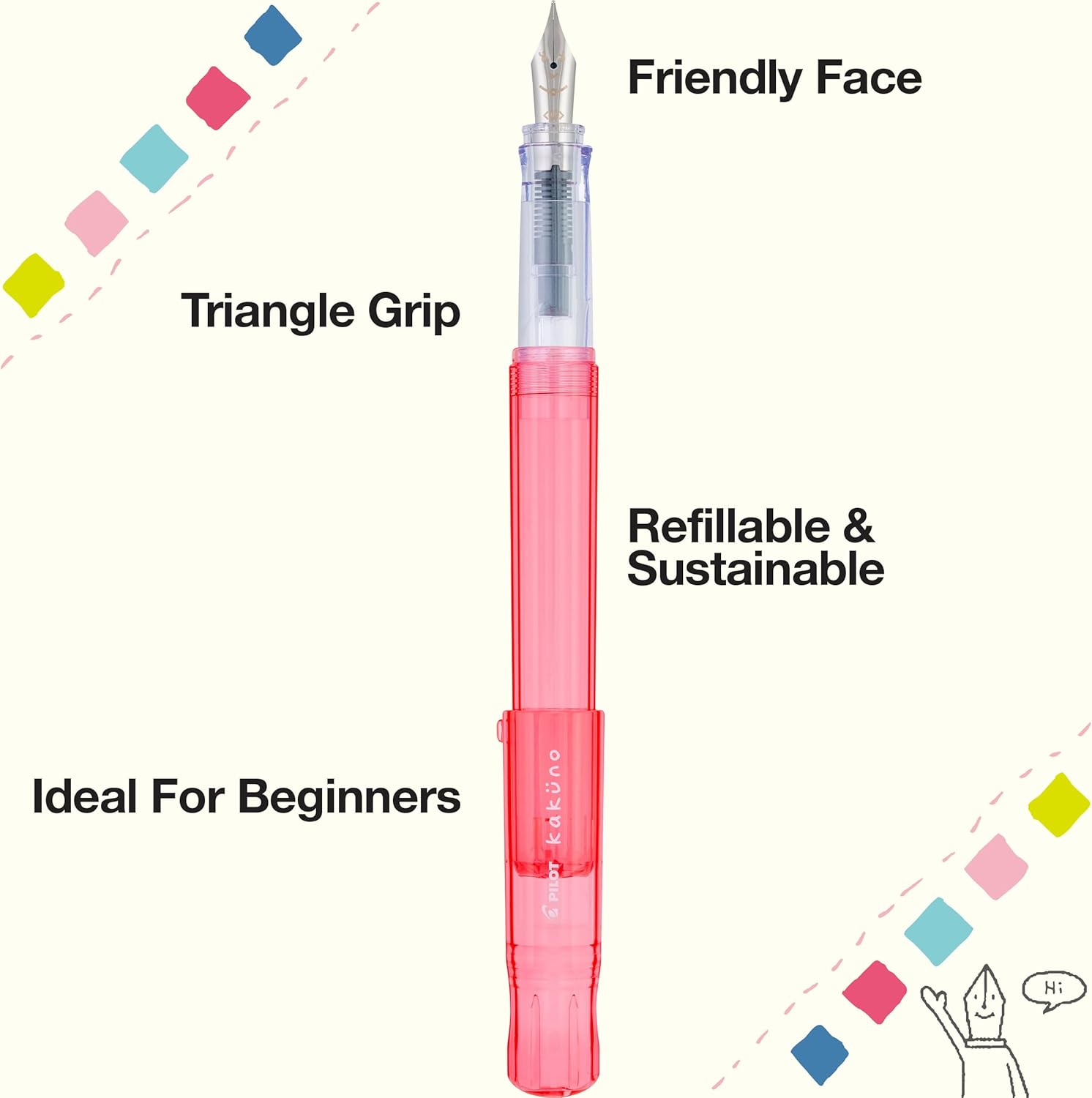 KAKUNO FOUNTAIN PEN FINE NIB CORAL