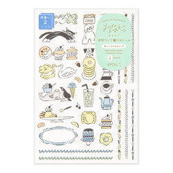 YURU LOG DECORATION STICKER 2 SHEETS SWEETS & ANIMALS (82726006)