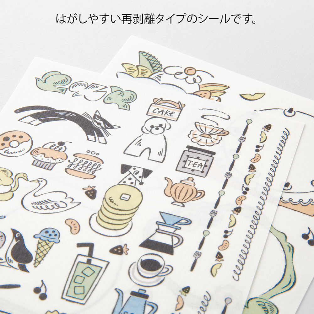 YURU LOG DECORATION STICKER 2 SHEETS SWEETS & ANIMALS (82726006)