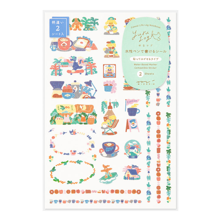 YURU LOG DECORATION STICKER 2 SHEETS COFFEE SHOP (82728006)