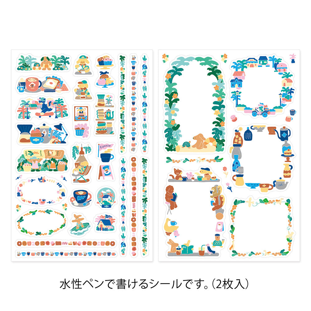 YURU LOG DECORATION STICKER 2 SHEETS COFFEE SHOP (82728006)