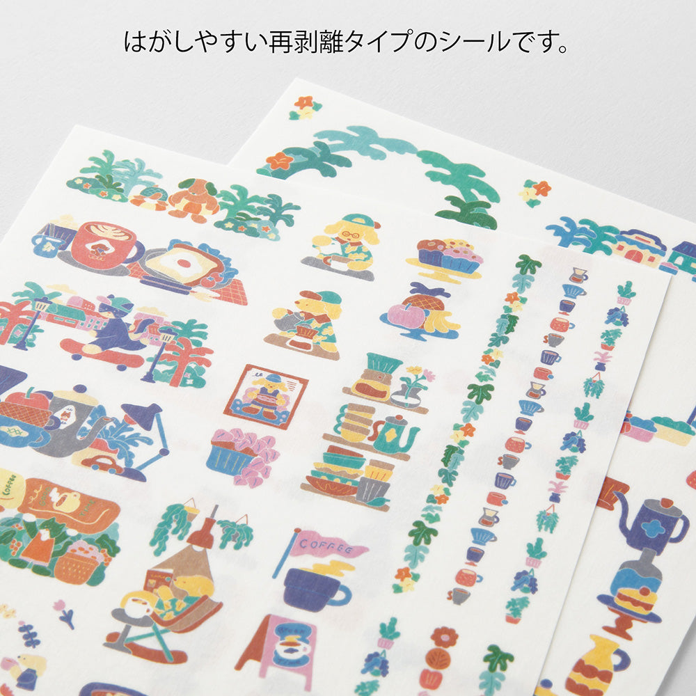 YURU LOG DECORATION STICKER 2 SHEETS COFFEE SHOP (82728006)