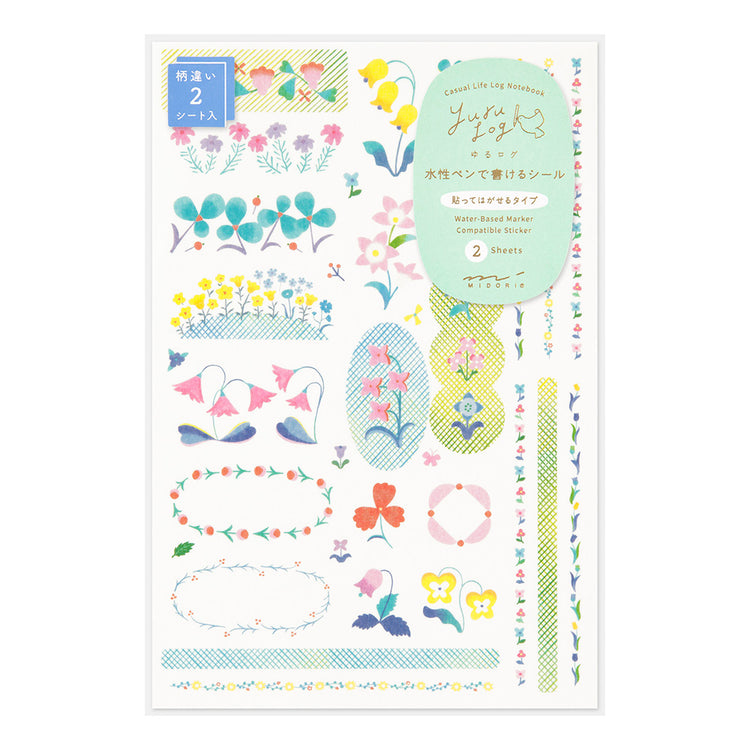 YURU LOG DECORATION STICKER 2 SHEETS FLORAL (82729006)