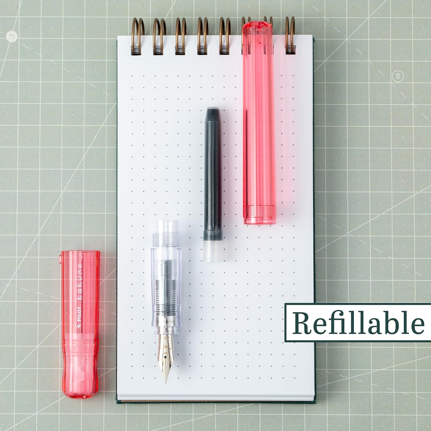 KAKUNO FOUNTAIN PEN FINE NIB CORAL