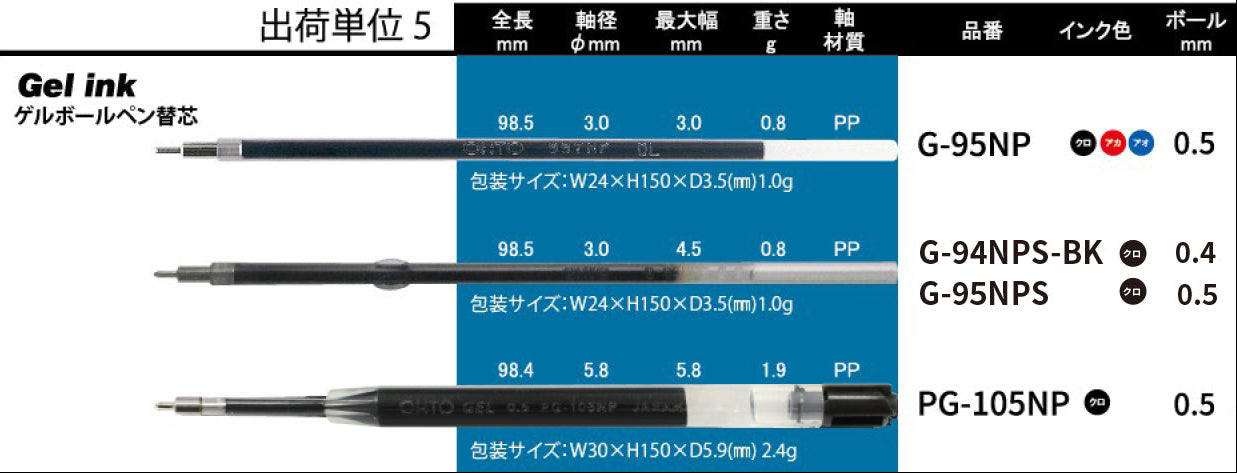 OHTO GEL PEN REFILL 0.4 (G-94NPS-BK)